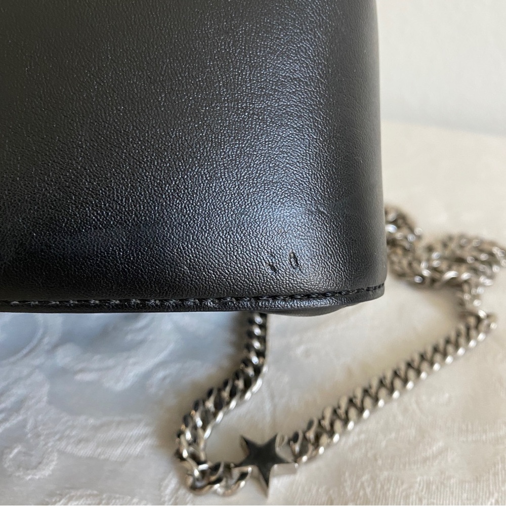 Stella McCartney Black Stella Star Quilted Crossbody Bag with Silver Chain - Picture 9 of 10